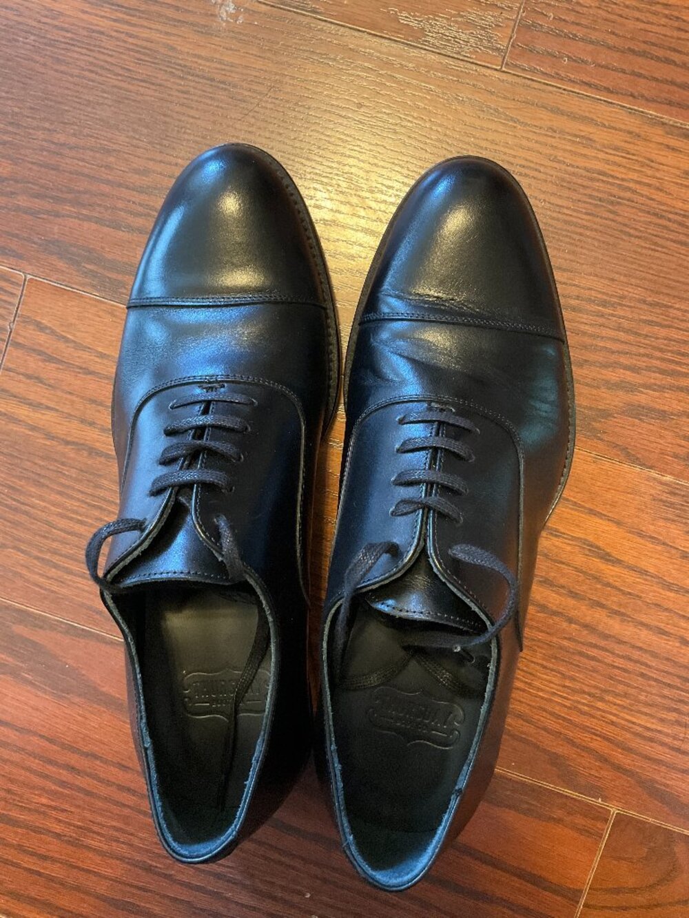 Black Full-Grain Leather Oxfords Thursday Boot Company Chairman Size 9